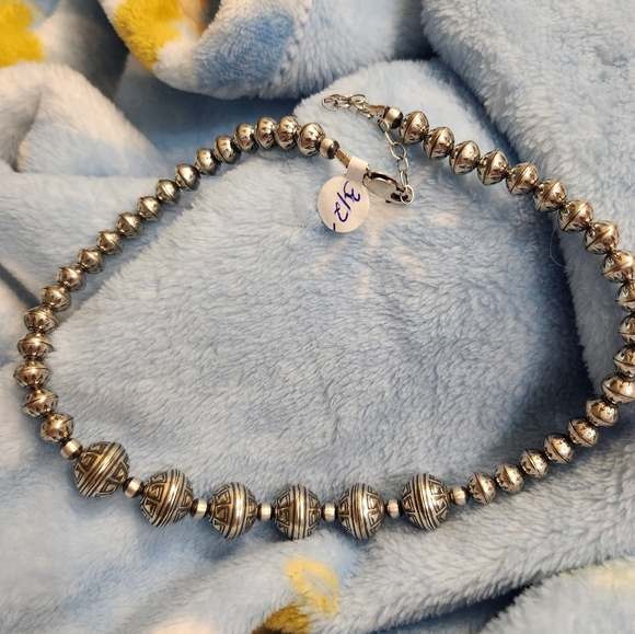 Handmade Native American 16 Inch Adjustable To 18 Inch Silver Necklace